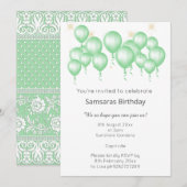 ELEGANT MODERN BALLOON SAGE GREEN LACE BIRTHDAY KAART (Voorkant / Achterkant)
