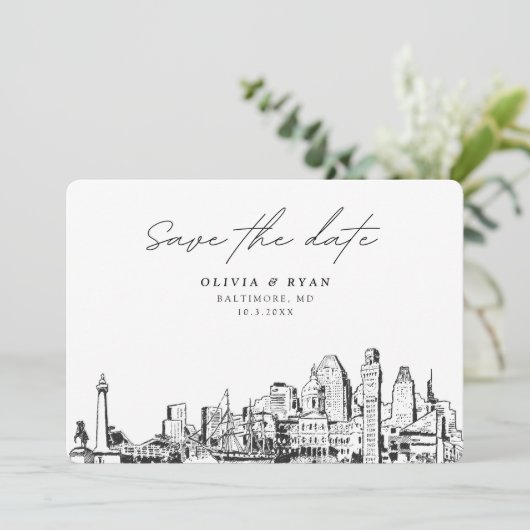 Elegant Modern Baltimore Save the Date Kaart (Staand voorkant)