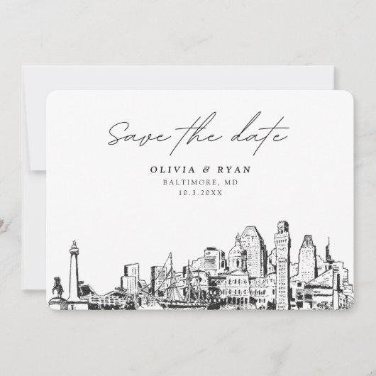Elegant Modern Baltimore Save the Date Kaart (Voorkant)