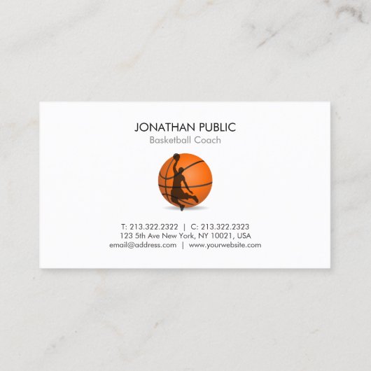 Elegant Modern Basketbal Trainer Coach Sjabloon Visitekaartje (Achterkant)