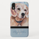 Elegant Modern Beagle met Monogram Naam Case-Mate iPhone Case (Achterkant)