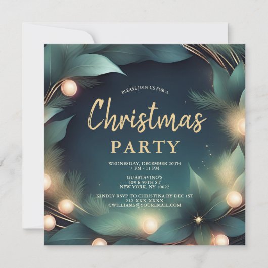 Elegant modern bedrijf kerstfeest kaart (Voorkant)