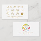 Elegant Modern Bedrijf Zakelijk Logo Wit & Goud Klantenkaartje (Voorkant / Achterkant)