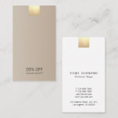 Elegant modern beige Gold Accent Discount Verticaa Visitekaartje (Voorkant / Achterkant)