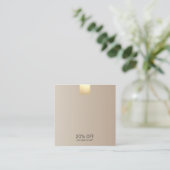 Elegant modern beige gradiënt Gold Accent Korting Vierkante Visitekaartje (Staand voorkant)