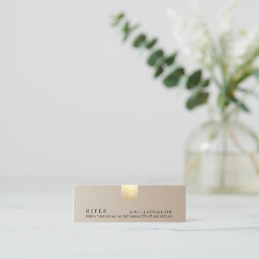 Elegant modern beige gradiënt Gold Accent Referenc Mini Visitekaartje (Staand voorkant)