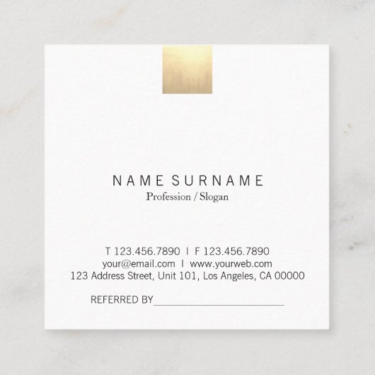 Elegant modern beige gradiënt Gold Accent Referenc Vierkante Visitekaartje (Achterkant)