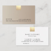 Elegant modern beige gradiënt Gold Accent Referenc Visitekaartje (Voorkant / Achterkant)