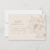 Elegant Modern Beige Lineart Bloemenbruiloft RSVP Kaartje (Voorkant)