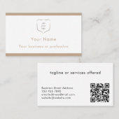 Elegant Modern Beige Logo QR Code Professional Visitekaartje (Voorkant / Achterkant)