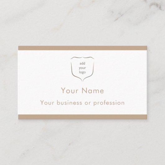 Elegant Modern Beige Logo QR Code Professional Visitekaartje (Voorkant)