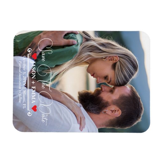 Elegant Modern Bewaar de datum foto sjabloon Magneet (Horizontaal)