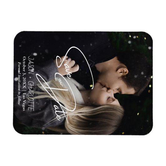 Elegant Modern Bewaar de datum foto sjabloon Magneet (Horizontaal)