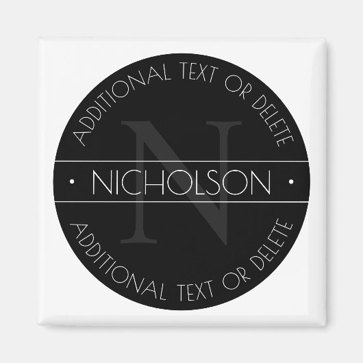 Elegant modern bewerkbaar monogram zwart en wit magneet (Voorkant)