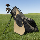 Elegant modern bewerkbaar monogram zwart wit goud golfhanddoek (Groen)