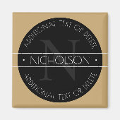 Elegant modern bewerkbaar monogram zwart wit goud magneet (Voorkant)