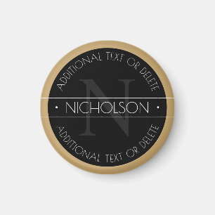 Elegant modern bewerkbaar monogram zwart wit goud magneet