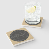 Elegant modern bewerkbaar monogram zwart wit goud stenen onderzetter (Zijkant)