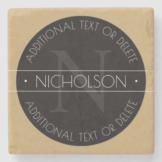 Elegant modern bewerkbaar monogram zwart wit goud stenen onderzetter (Voorkant)