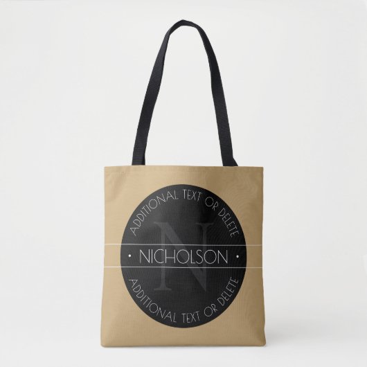 Elegant modern bewerkbaar monogram zwart wit goud tote bag (Voorkant)