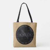 Elegant modern bewerkbaar monogram zwart wit goud tote bag (Achterkant)