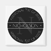 Elegant modern bewerkbaar monogram zwart & wit magneet (Voorkant)