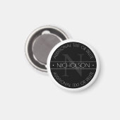 Elegant Modern Bewerkbaar Monogram Zwart & Wit Magneet (Voorkant / Achterkant)