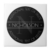 Elegant modern bewerkbaar monogram zwart-wit tegeltje (Voorkant)