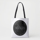 Elegant modern bewerkbaar monogram zwart-wit tote bag (Voorkant)