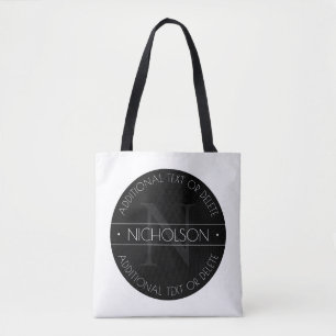 Elegant modern bewerkbaar monogram zwart-wit tote bag