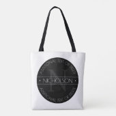 Elegant modern bewerkbaar monogram zwart-wit tote bag (Achterkant)