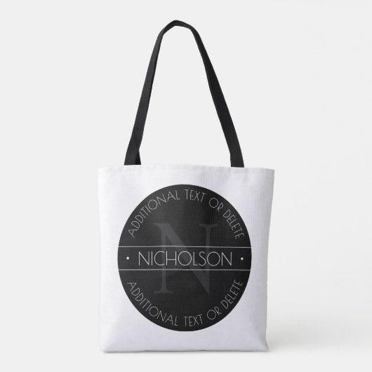 Elegant modern bewerkbaar monogram zwart-wit tote bag (Achterkant)
