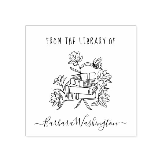 Elegant modern bibliotheekboek met aangepaste naam rubberstempel (Afrduk)