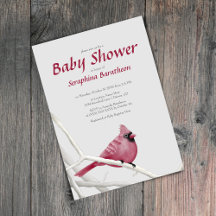 Elegant Modern Bird Kerstkardinaal Baby shower