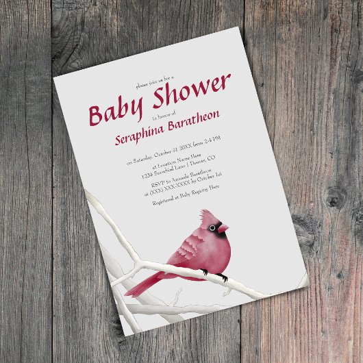 Elegant Modern Bird Kerstkardinaal Baby shower Kaart