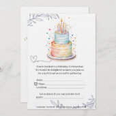 Elegant Modern Birthday Invitation Card Kaart (Voorkant / Achterkant)
