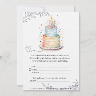 Elegant Modern Birthday Invitation Card Kaart