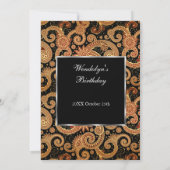 Elegant Modern Birthday Party Paisley Invitation Kaart (Achterkant)