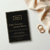 Elegant Modern Black And Gold Monogram Wedding Acryl Uitnodigingen