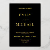 Elegant Modern Black and Gold Wedding Folie Uitnodiging (Voorkant)