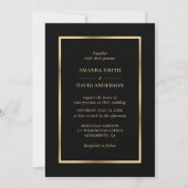 Elegant Modern Black and Gold Wedding Kaart (Voorkant)