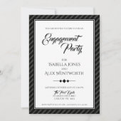 Elegant Modern Black and White Engagement Party Kaart (Voorkant)