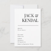 Elegant Modern Black and White Monogram Weddenscha RSVP Kaartje (Voorkant)