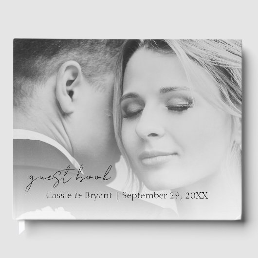Elegant Modern Black and White Wedding Guest Book Gastenboek (Voorkant)