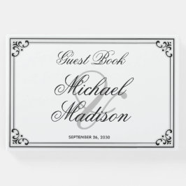 Elegant Modern Black and White Wedding Guest Book Gastenboek