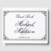 Elegant Modern Black and White Wedding Guest Book Gastenboek (Voorkant)