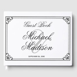 Elegant Modern Black and White Wedding Guest Book Gastenboek