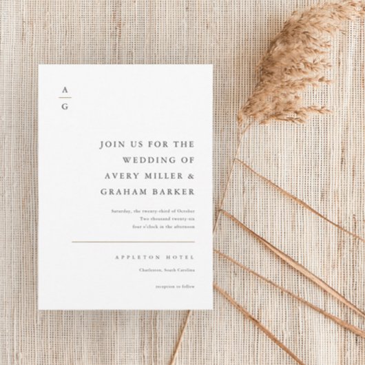 Elegant Modern Black and White Wedding Kaart