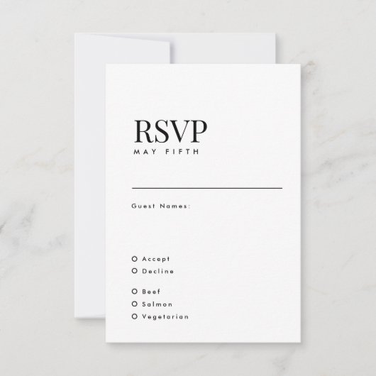 Elegant Modern Black and White Wedding Names RSVP Kaartje (Voorkant)