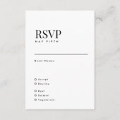 Elegant Modern Black and White Wedding Names RSVP Kaartje (Voorkant)